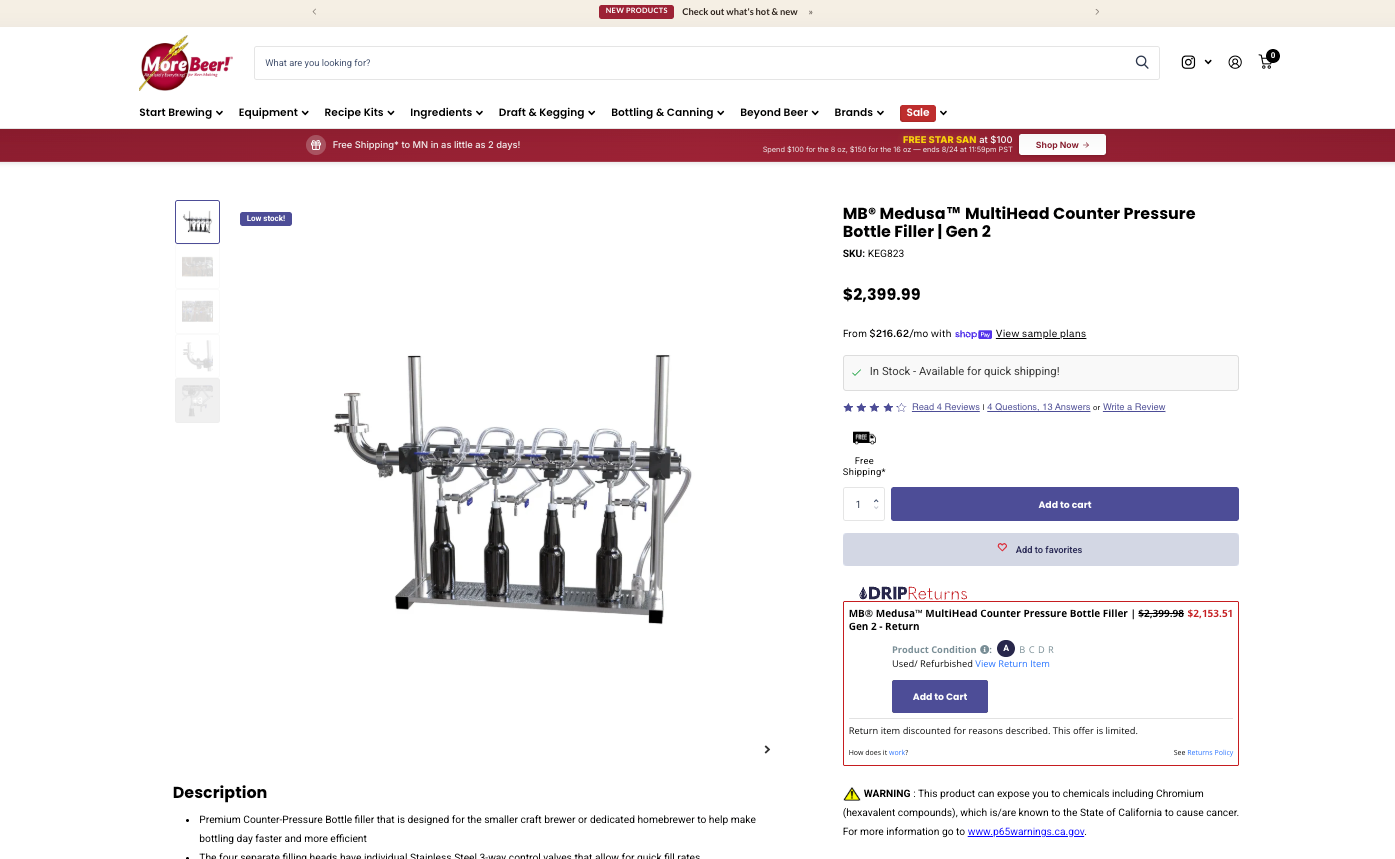 Open-box bottle filler
